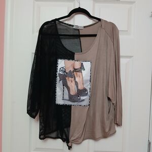 Love J Women's Black and Tan Top